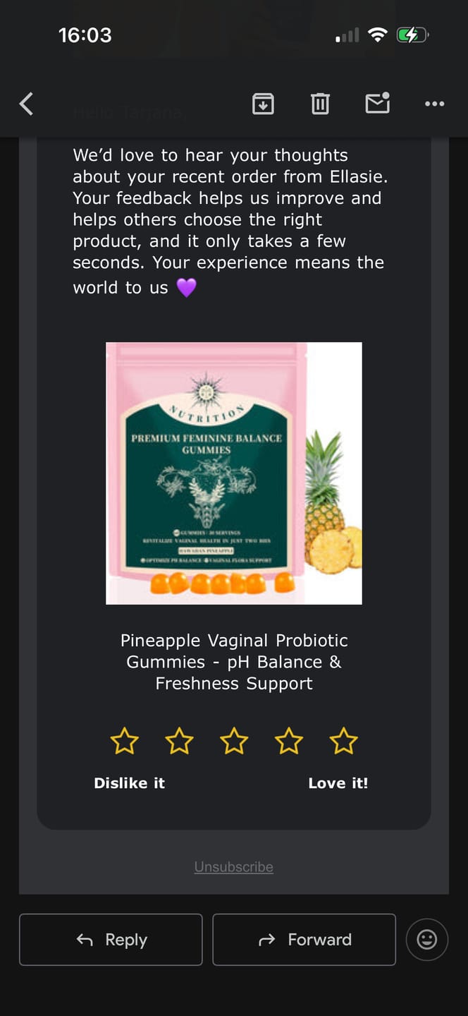 Customer photo review of Pineapple Vaginal Probiotic Gummies - pH Balance & Freshness Support