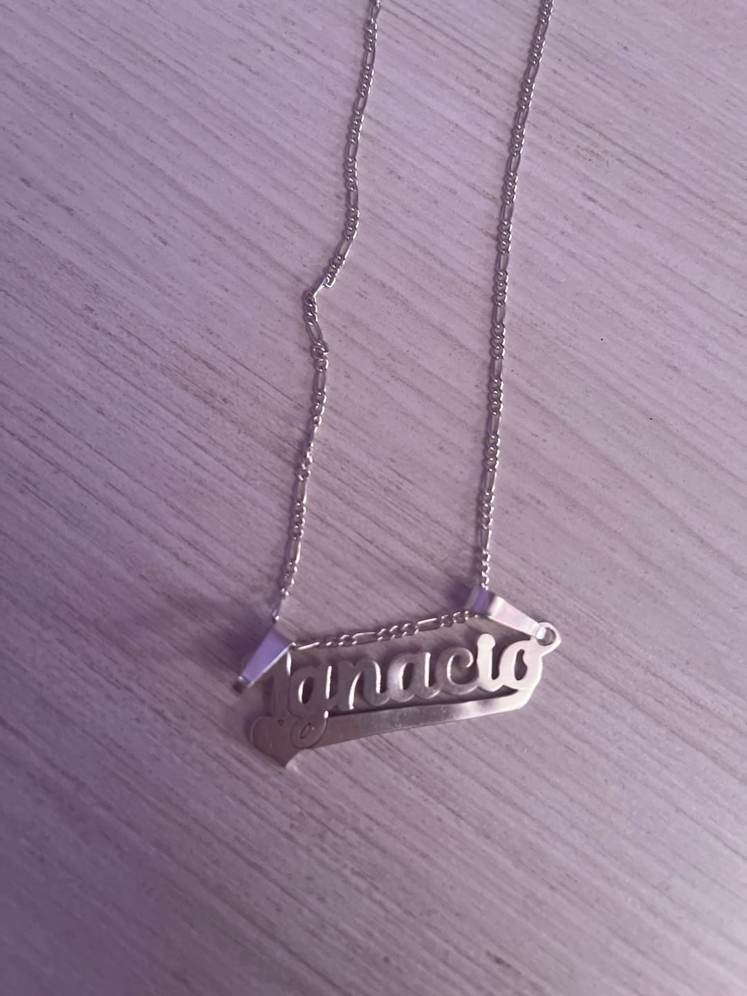 Customer photo review of Nombre sin cadena personalizado diseño corazón plata pura