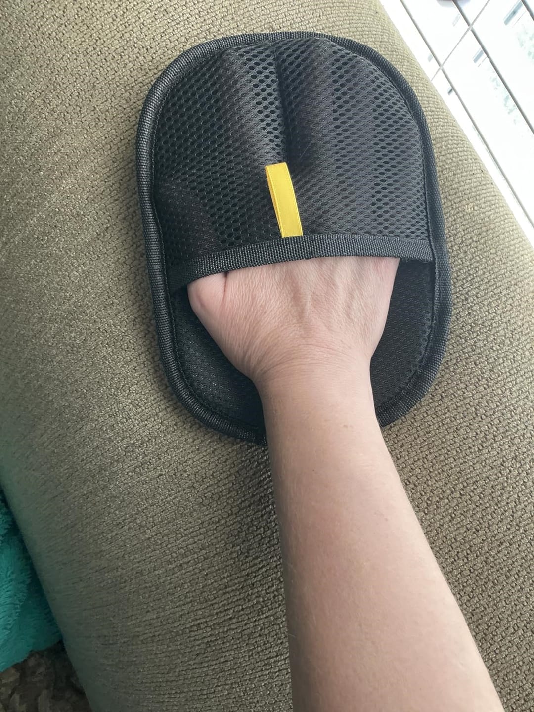 Customer photo review of Pet Hair Removal Glove with Dual-Sided Electrostatic Bristle