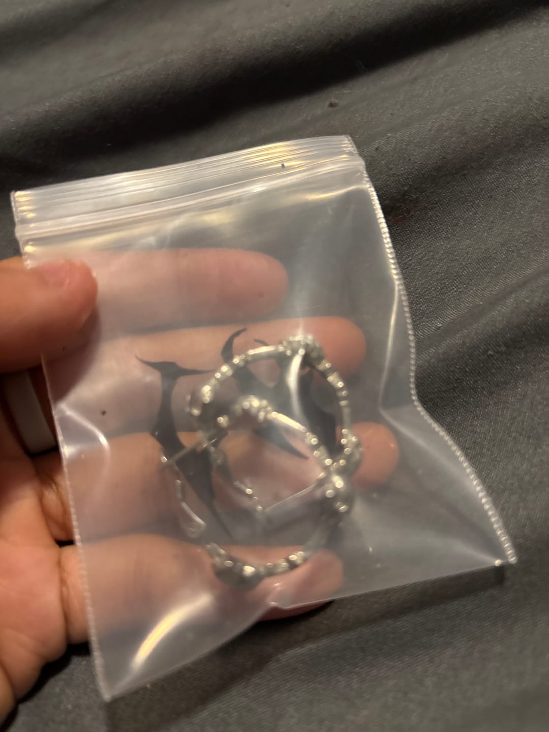 Customer photo review of TRIPLE DYT HOOP EARRING