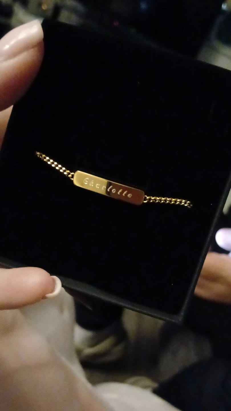 Customer photo review of The Engraved Bracelet Gold