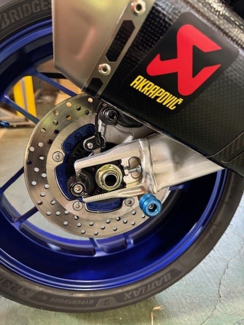 Customer photo review of Axle Block Protectors for Yamaha MT09 / XSR900 / R6 & More
