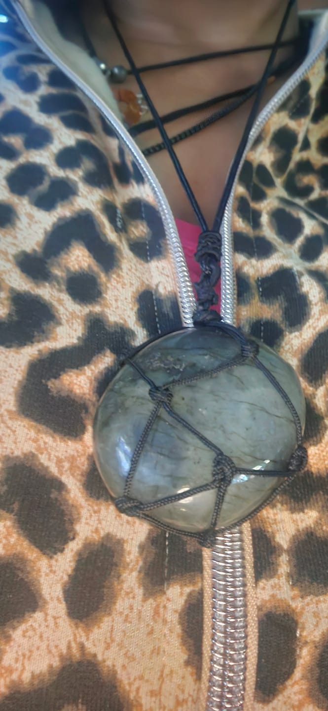 Customer photo review of Dragon's Heart Labradorite Necklace