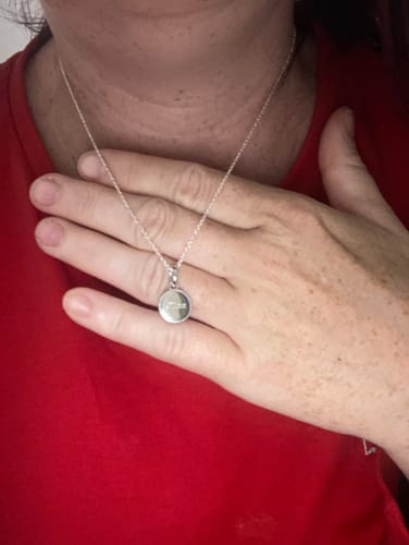 Customer photo review of Beaded Circle Pendant in Silver
