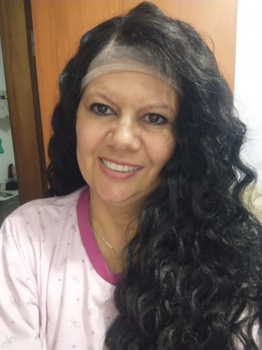 Customer photo review of Lace Front Tela HD Italia Castanho Escuro Cacheada  - Repartição Livre 13x4
