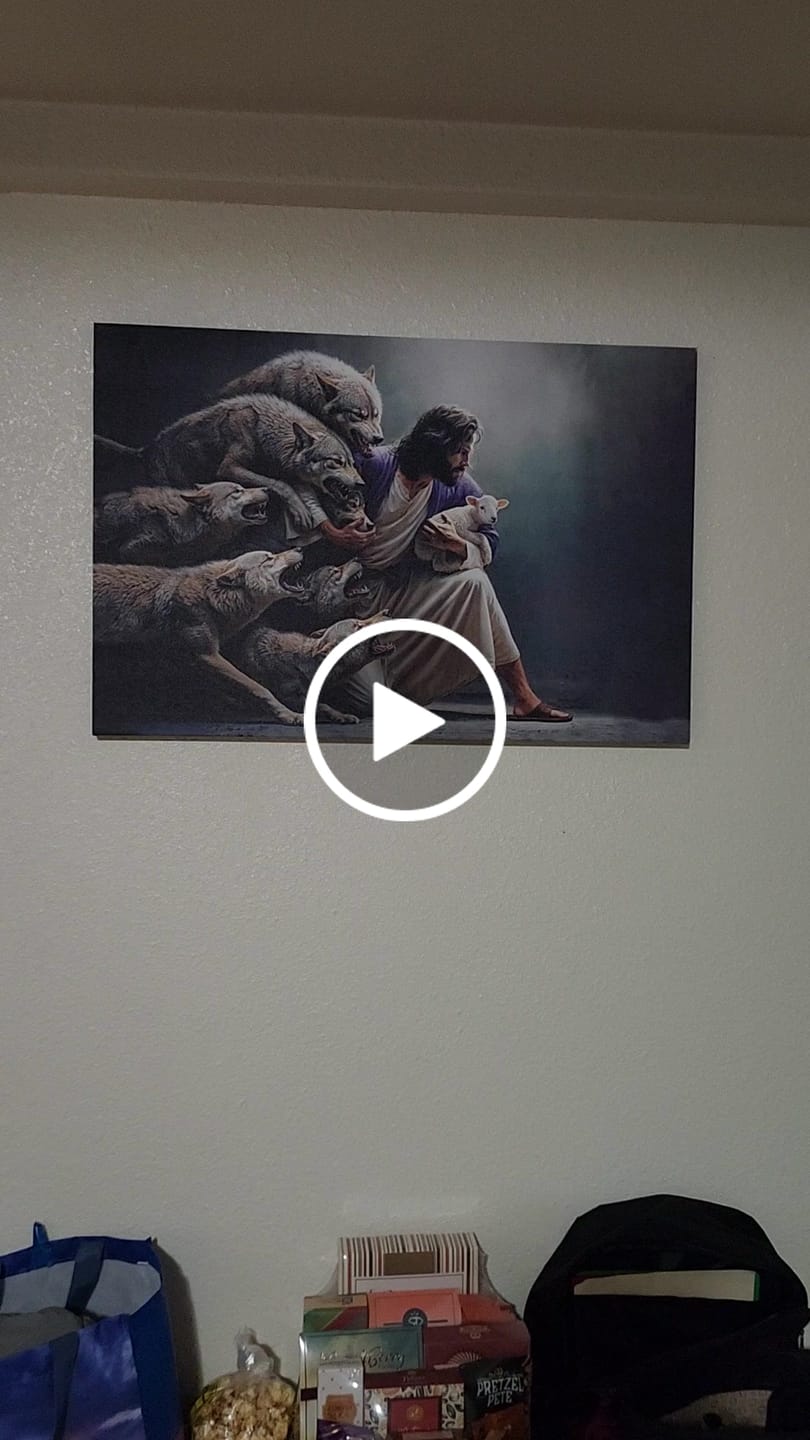 Customer video review of Jesus Protects The Lamb From Wolves Wall Art Canvas