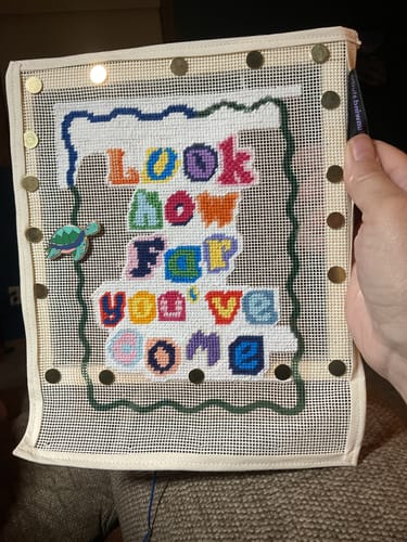 Customer photo review of Look How Far You've Come Needlepoint Kit