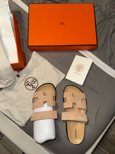 Customer photo review of IZMIR SANDALS BEIGE SUEDE WITH SIGNATURE H CUT-OUT DESIGN