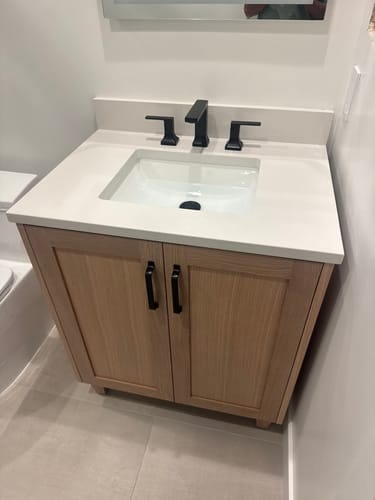 Customer photo review of Bridgeport 30" White Oak Bathroom Vanity