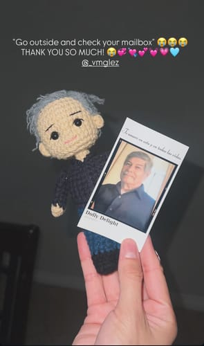 Customer photo review of Dolly® Personalized Crochet Doll with Photo Card