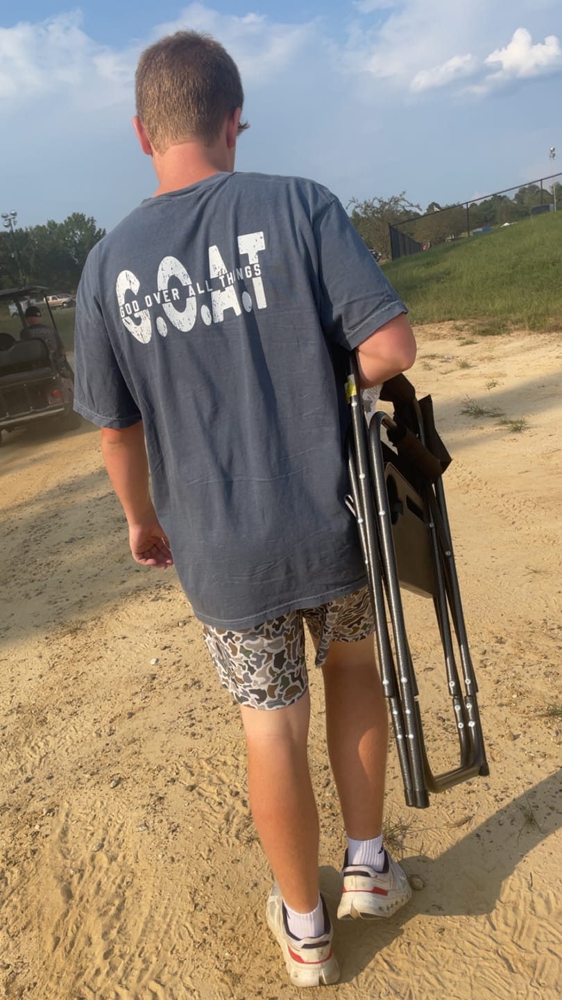 Customer photo review of GOAT, God Over All Things, Cross, Christian, Jesus, Gospel, Faith, Saved Tshirt Comfort Colors T-Shirt