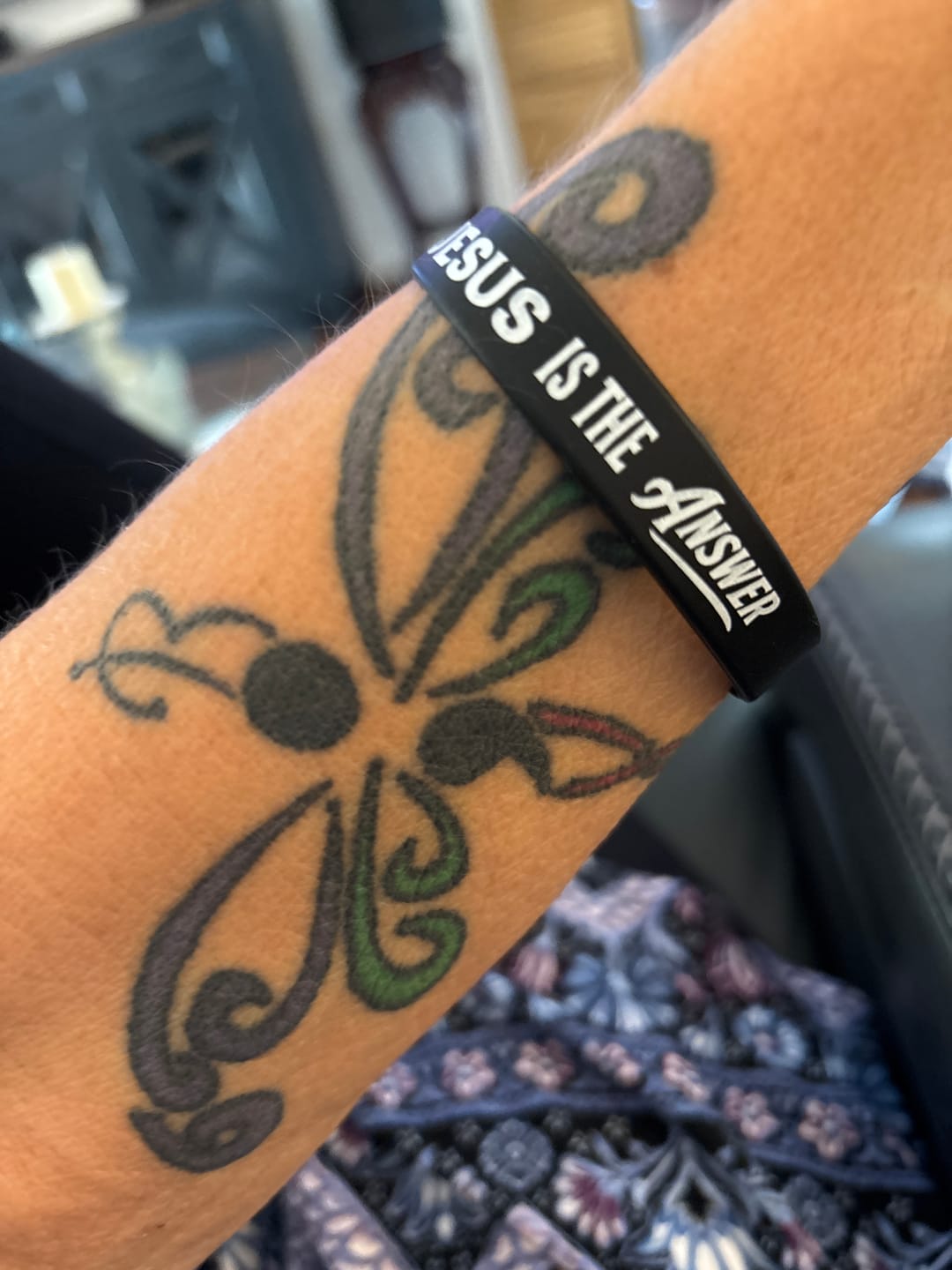 Customer photo review of Jesus Is The Answer Wristband