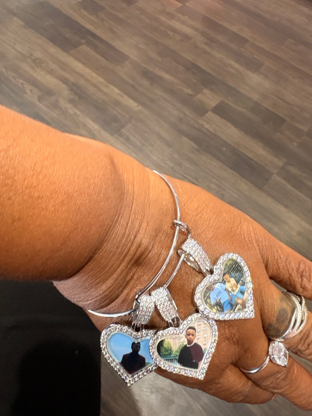 Customer photo review of Hearts Photo Bangle Bracelet