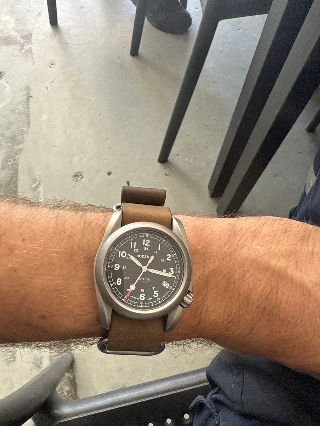 Customer photo review of VOYAGER - 100M Waterproof Titanium Automatic Field Watch | Black-bracelet