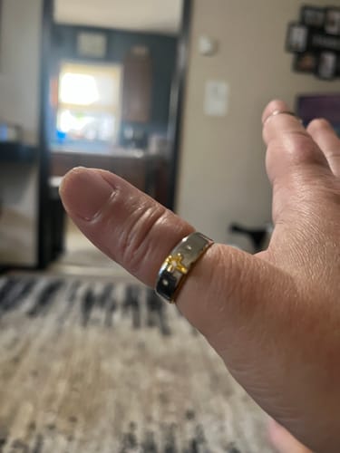 Customer photo review of FREE Today: Modern Style Two-tone Gold Cross Alloy Ring-With God All Things Are Possible