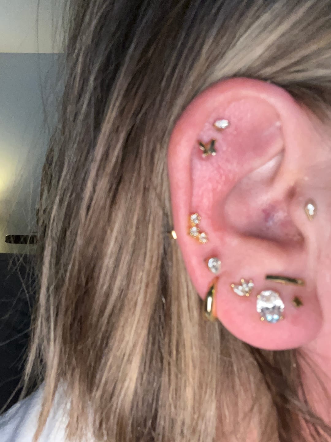 Customer photo review of Audrey Gold Hoop Earrings