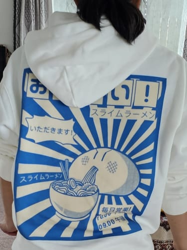 Customer photo review of Ramen Gobbler Back Hoodie
