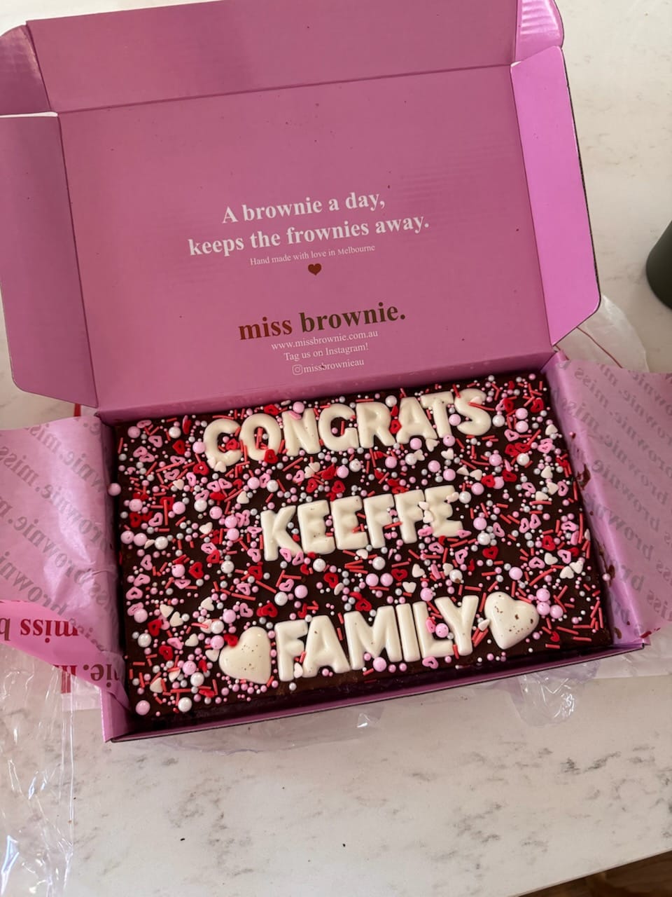 Customer photo review of Custom Love Brownie