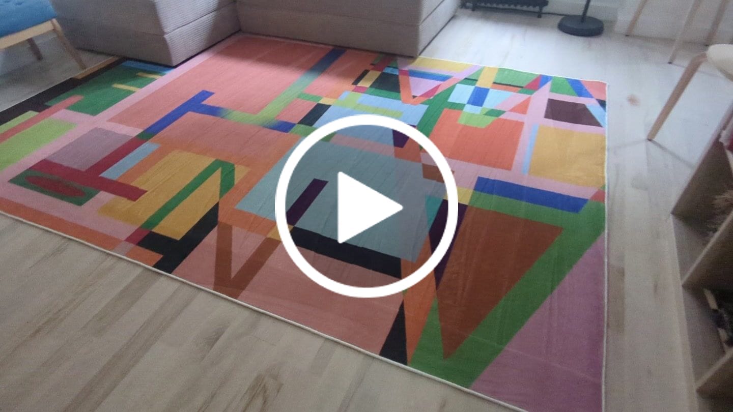 Customer video review of Multicolored Block Abstract Area Rug