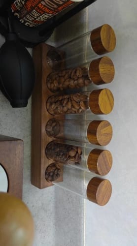 Customer photo review of Set tubes Verre & Socle Noyer - Conservation Café