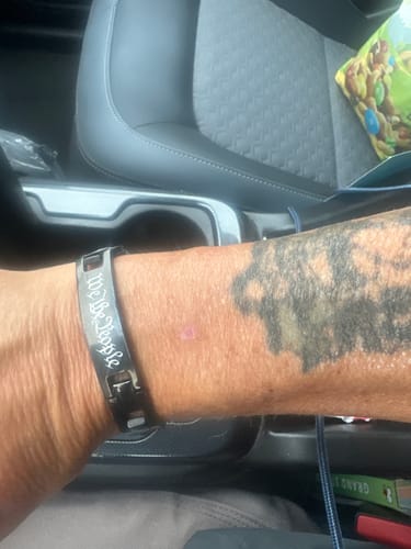 Customer photo review of We The People Magnetic Black Bracelet: Helps Pair Veterans With A Service Dog Or Shelter Dog