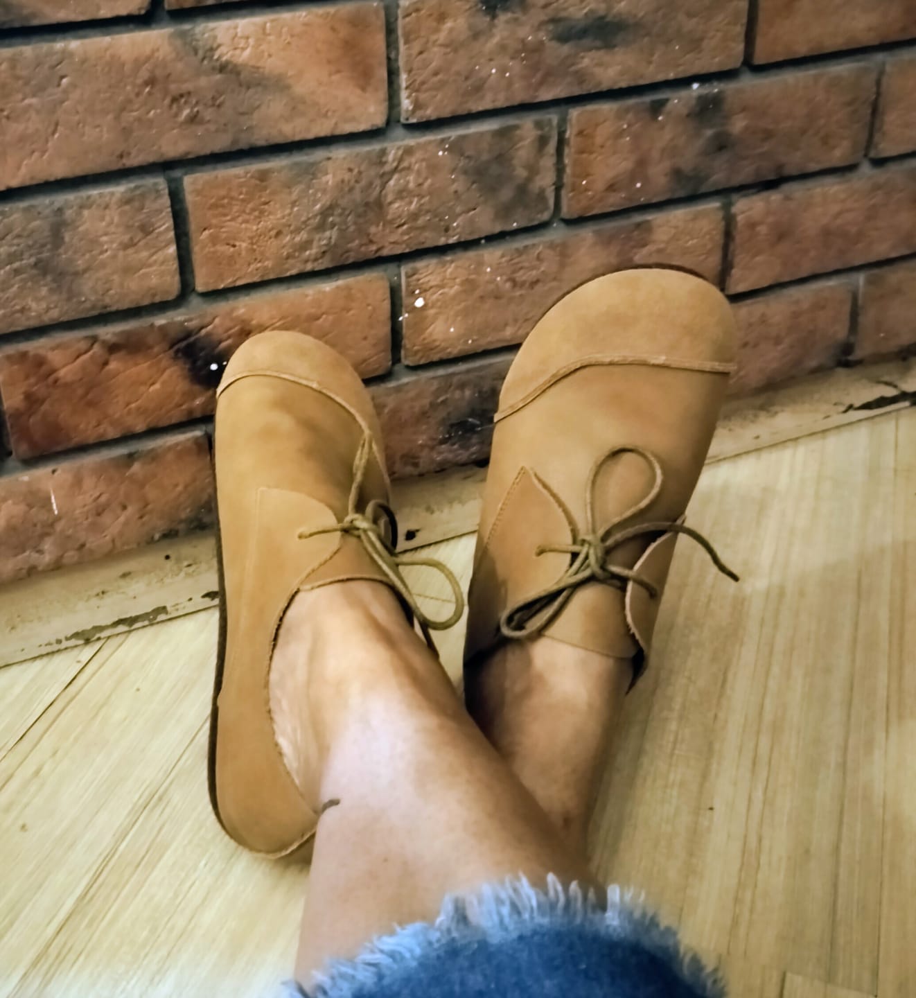 Customer photo review of Women Retro Genuine Leather Spliced Flat Shoes