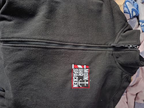 Customer photo review of Moin ihr Spacken · Fleece Jacke mit Stick