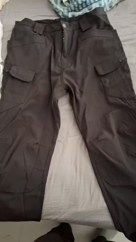 Customer in dark work trousers