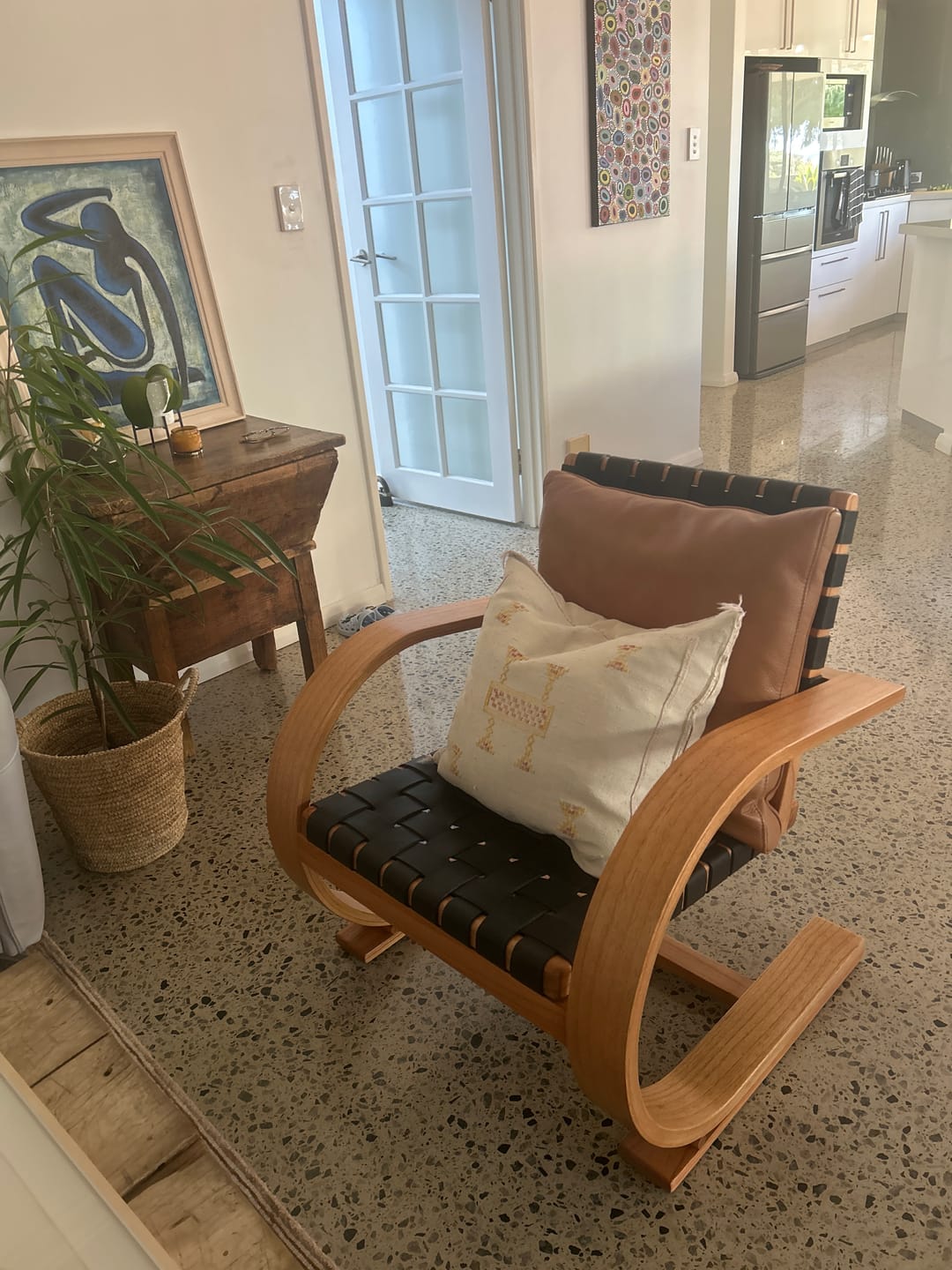 Customer photo review of French Modernist Armchair | Full-Grain Leather Woven