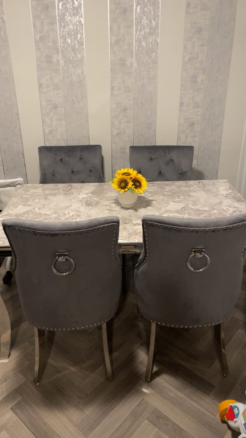 Customer photo review of Vienna Marble Dining Table With Chelsea Ring Knocker Chairs