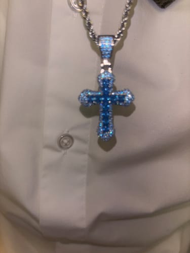 Customer photo review of BLUE CROSS PENDANT.