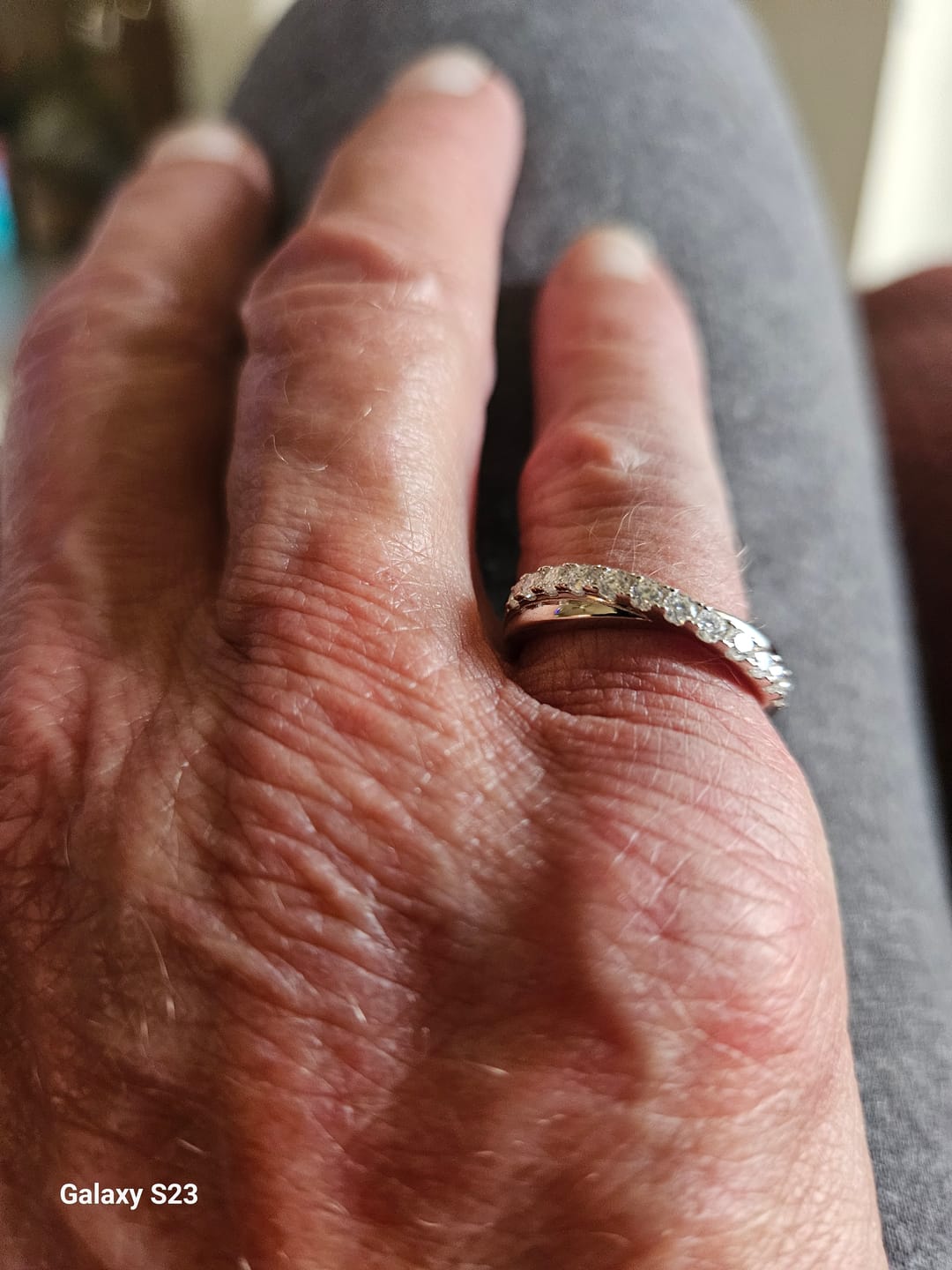 Customer photo review of Moissanite by Cate & Chloe Emerson 0.36tcw Round Cut 925 Sterling Silver 18k White Gold Plated Wedding Band