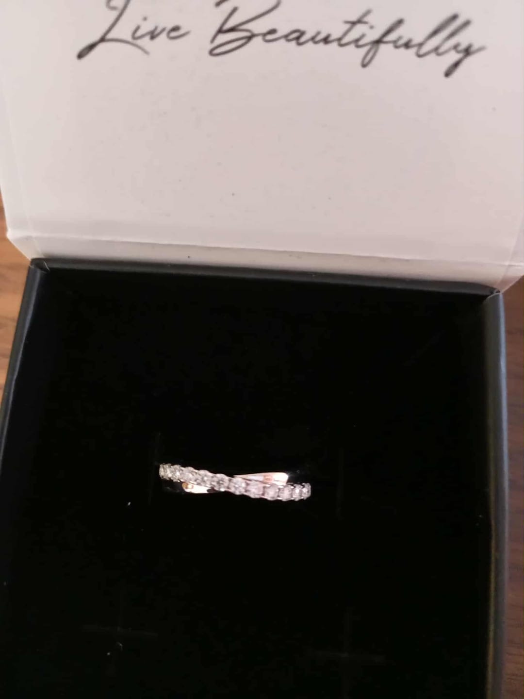 Customer photo review of Moissanite by Cate & Chloe Emerson 0.36tcw Round Cut 925 Sterling Silver 18k White Gold Plated Wedding Band