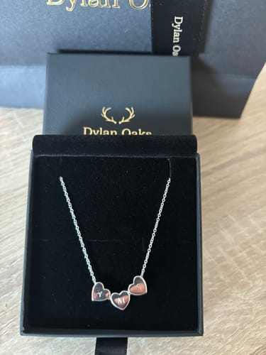 Customer photo review of Amo Heart Triple Bead Necklace in Silver