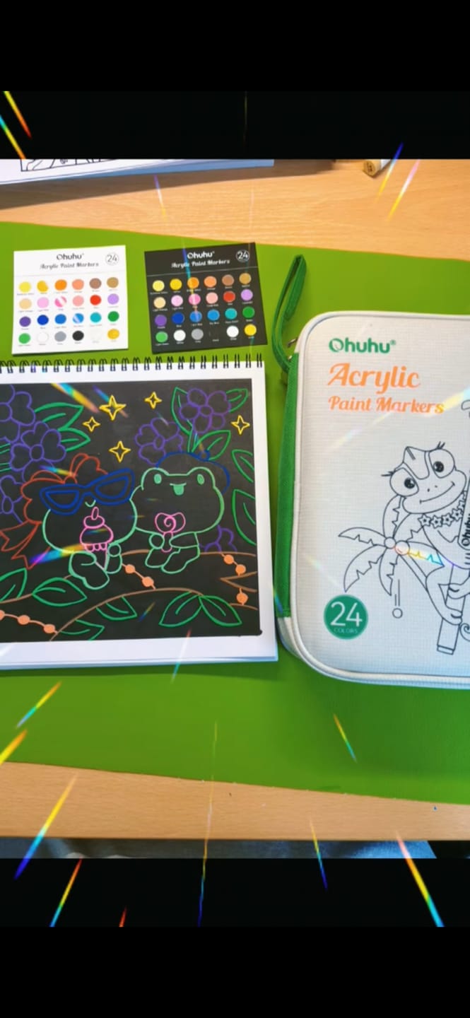 Customer photo review of Ohuhu Acrylic Markers 24 Colors 48 Pack