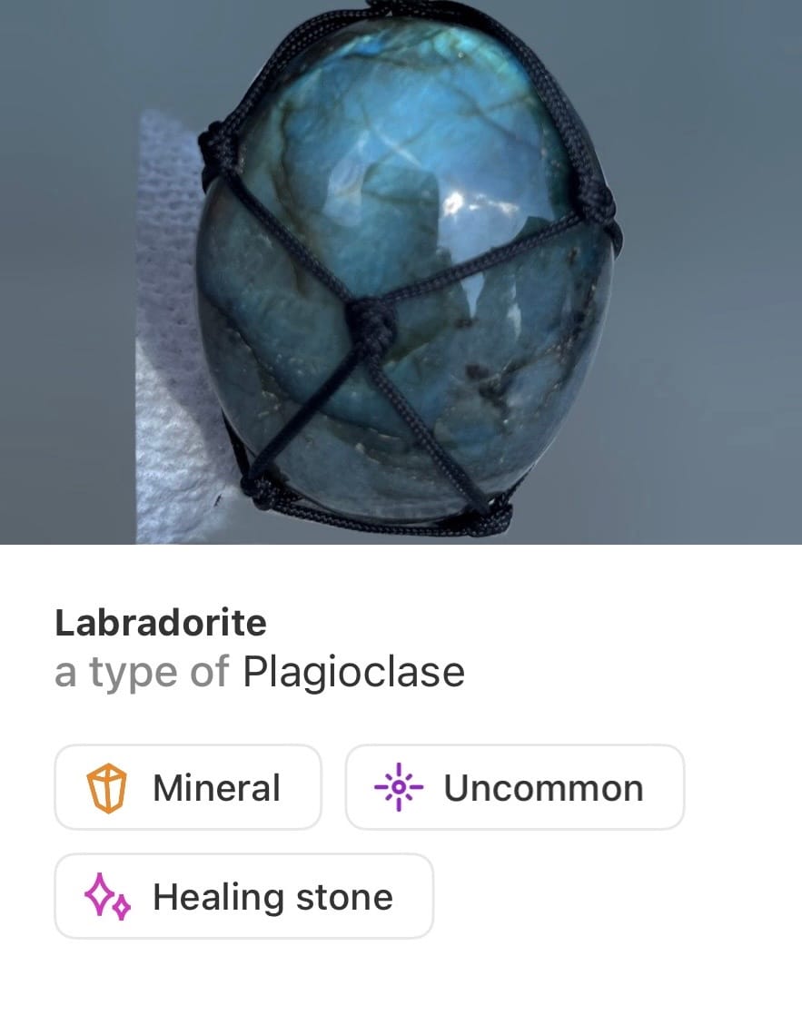 Customer photo review of Dragon's Heart Labradorite Necklace