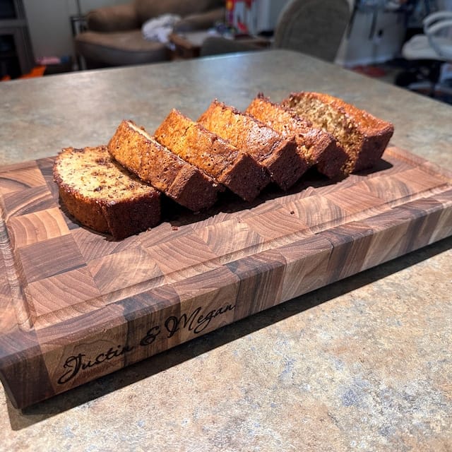 Customer photo review of Personalized Double-sided Walnut  End Grain Cutting Board