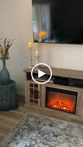 Customer video review of Astorga 58" Glass Door Modern Farmhouse Fireplace TV Stand