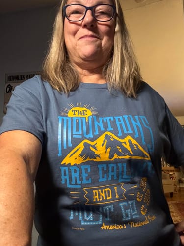 Customer photo review of The Mountains Are Calling Tee