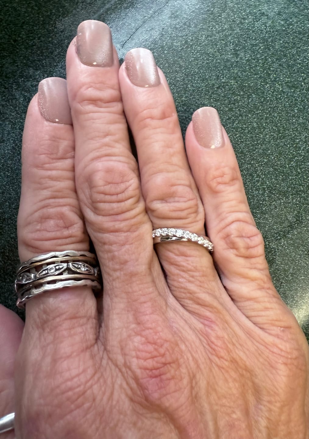 Customer photo review of Moissanite by Cate & Chloe Emerson 0.36tcw Round Cut 925 Sterling Silver 18k White Gold Plated Wedding Band