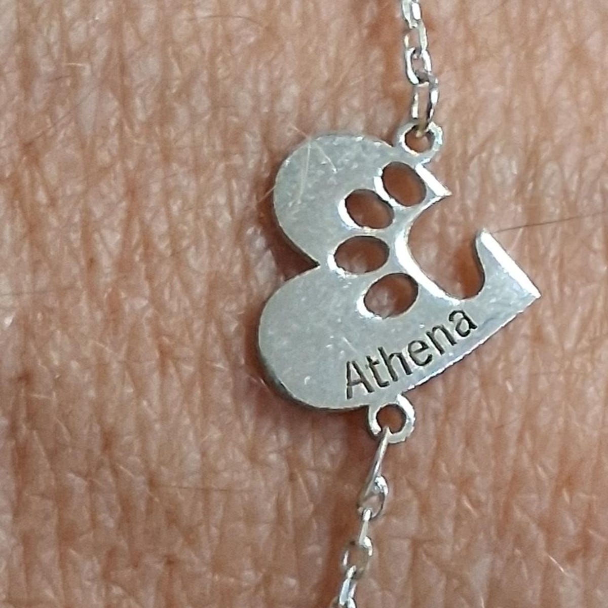 Customer photo review of Custom Paw & Heart Name Bracelet