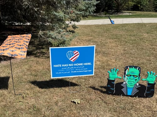 Customer photo review of Subtle F*ck Trump Spooky Bats Garden Flag