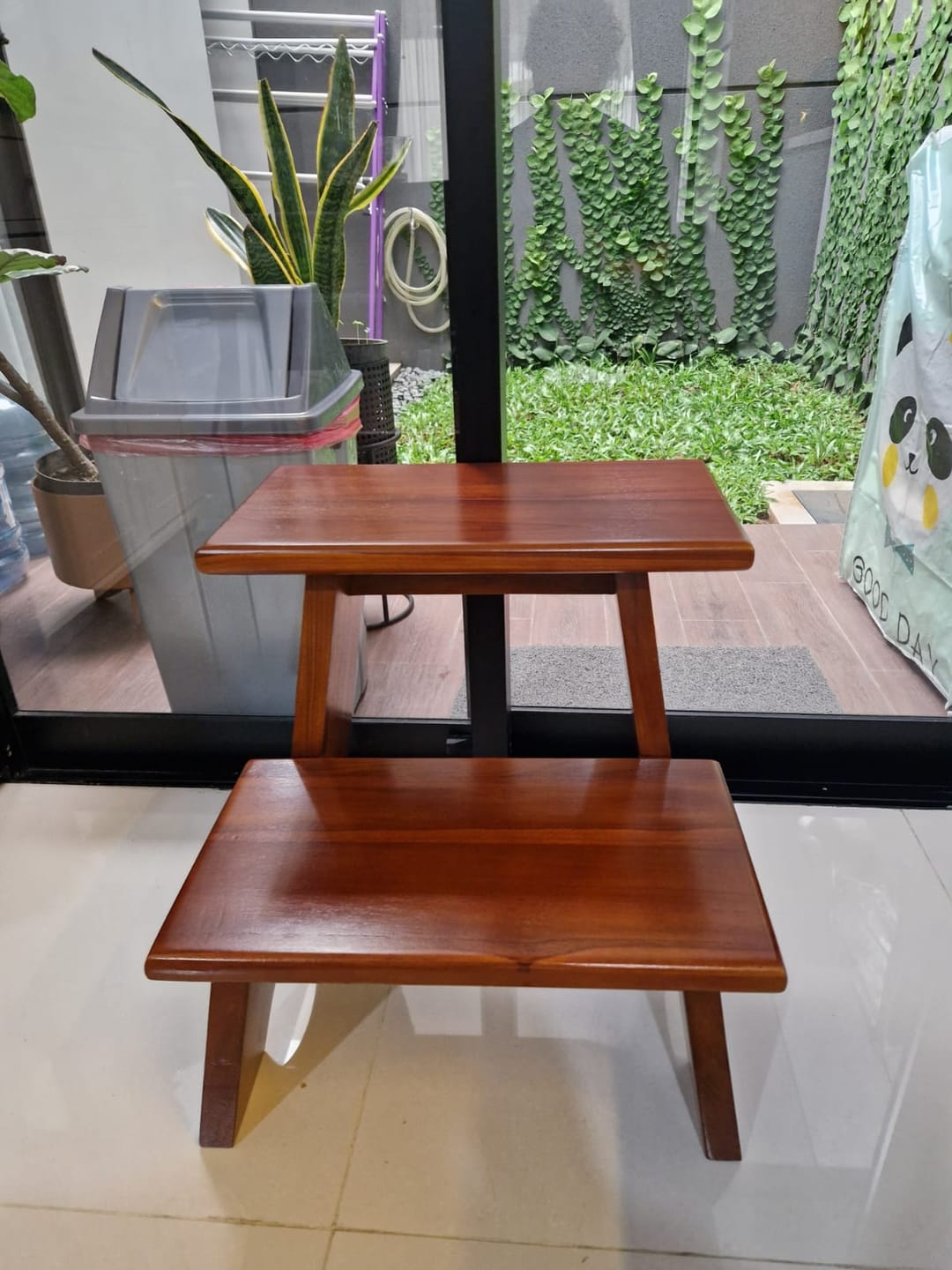 Customer photo review of Teak Wood 2-Step Stool