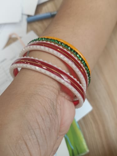 Customer photo review of Red – “Crimson Charm Women’s Bangle” (Pack of 1 Pair) (2 pis)