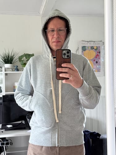 Customer photo review of 17.5 oz Terry Cloth Full-Zip Hoodie - Gray