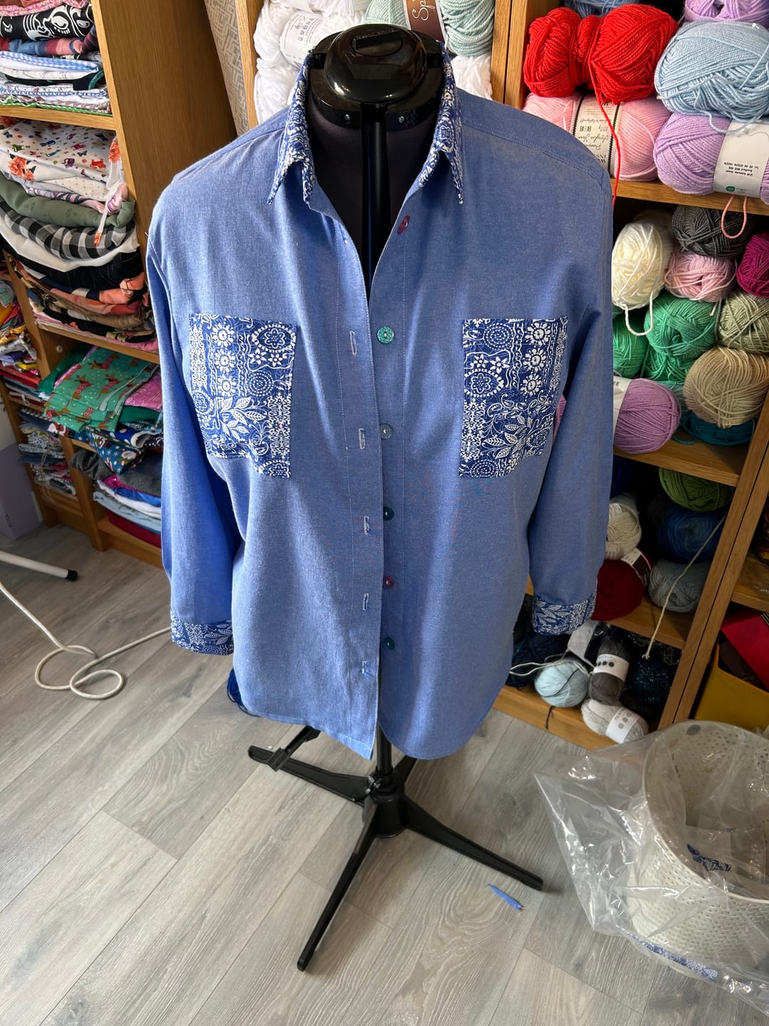Customer photo review of Plain Blue Chambray Denim Fabric