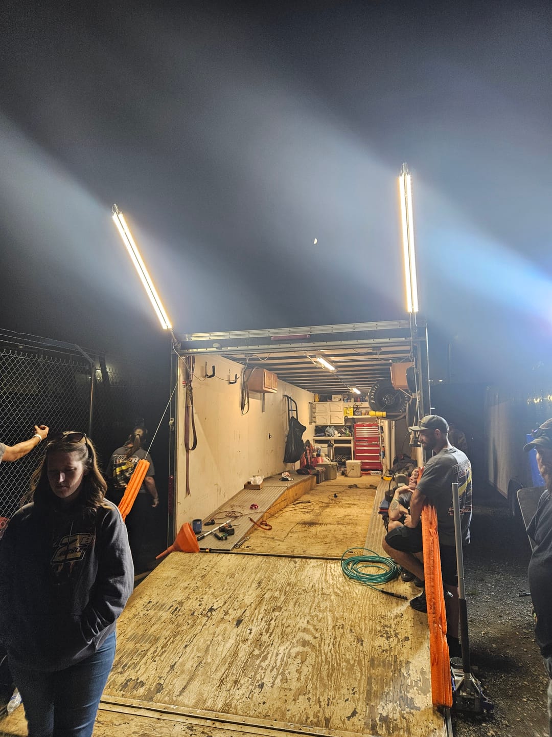 Customer photo review of Racing Trailer Pit Light – Dual 5 Foot Pole 20,000 Lumens