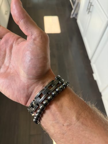 Customer photo review of 00 Buck Magnum Titanium Magnetic Bracelet : Helps Pair Veterans With A Service Dog Or Shelter Dog