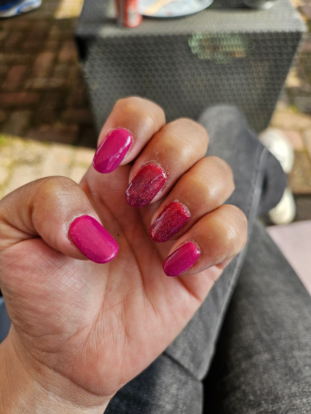 Customer photo review of Purplish Red Dipping Powder