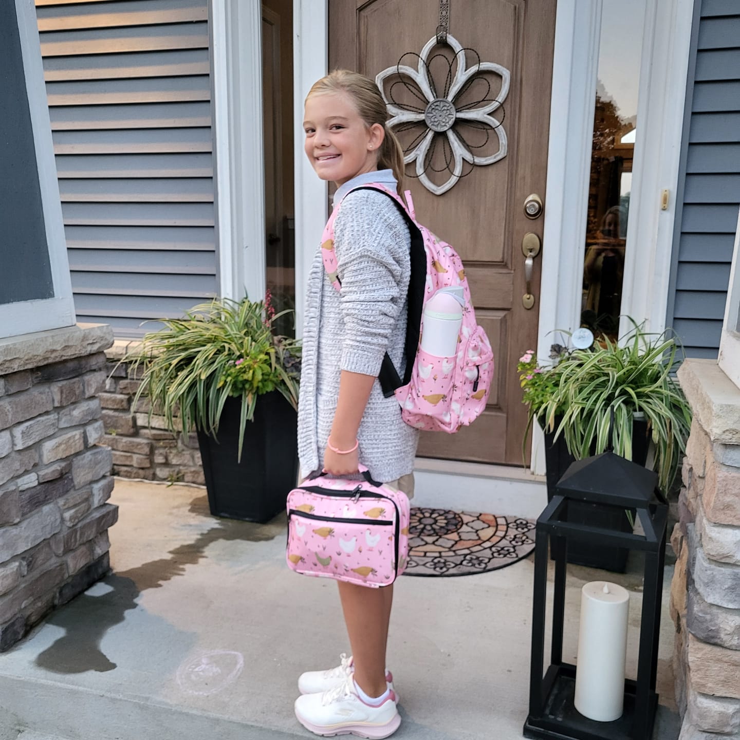 Customer photo review of Pink Cottage Chicken Backpack *PREORDER*